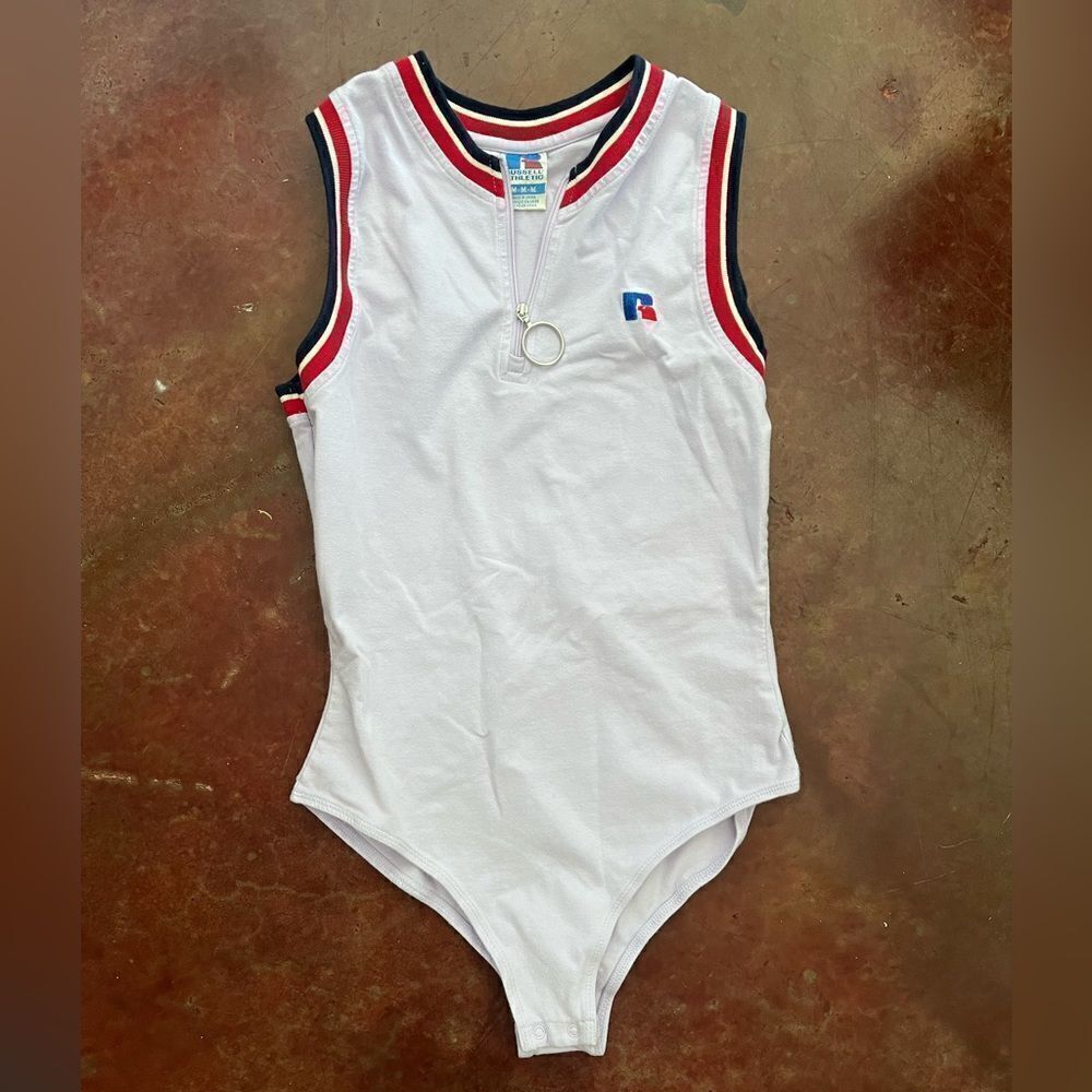 Vintage Russell Athletic Bodysuit, Pastel Purple, Size M Medium